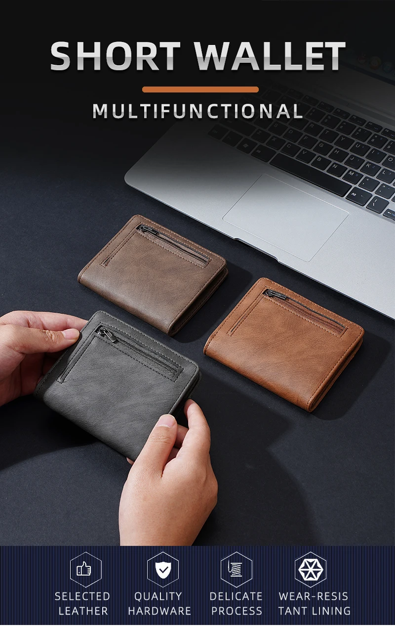 New Men Wallets Leather Purse Man Slim Card Horders Quality Male Short Multi-card Wallet Coin Pocket Purse