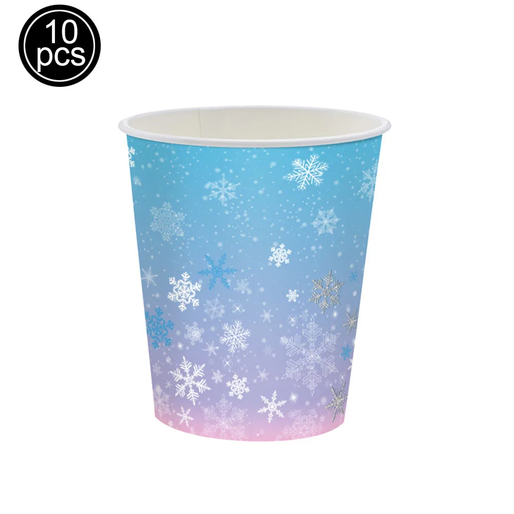 Christmas Frozen Birthday Party Disposable Tableware Plates Napkins Cups Winter Snowflake Frozen Christmas Party Decorations