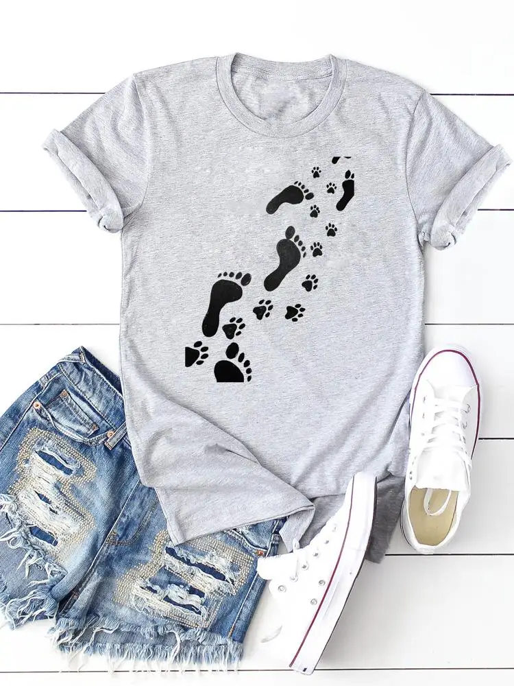 Cat Paw Dog Trend 90s Graphic Female Casual Print Tee Fashion Women T Clothes Ladies Clothing Short Sleeve T-shirts