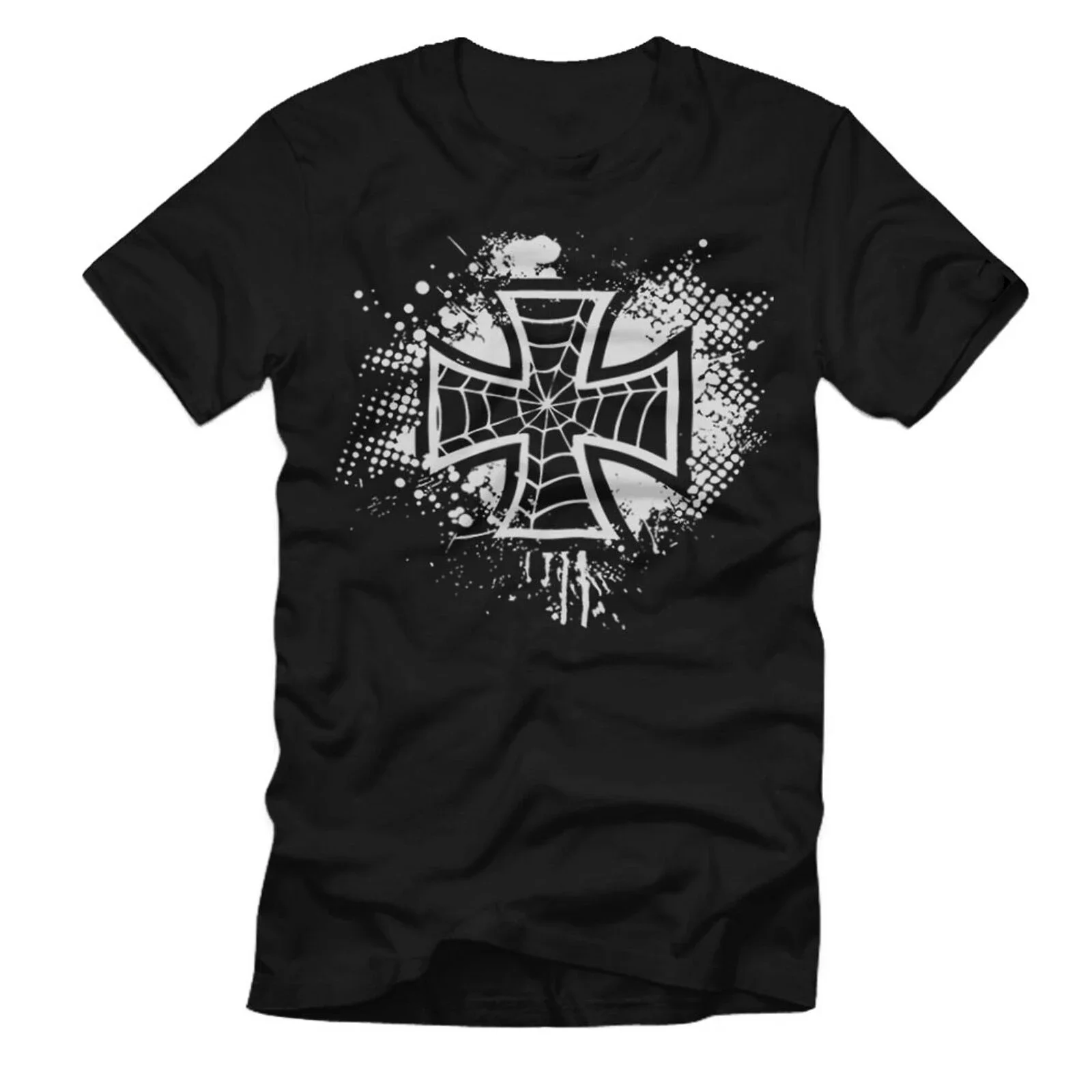 

EK Kreuz Spinnennetz Old School Eisern Biker Veteran T-Shirt Men's 100% Cotton Casual T-shirts Loose Top Size S-3XL