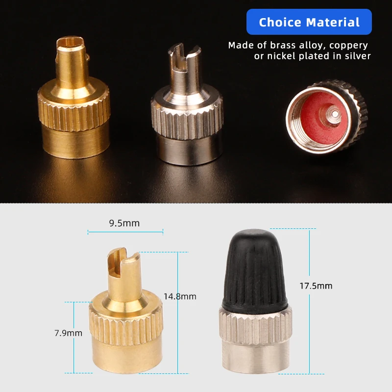 Slotted Slot Schrader Valve Cap W/ Core Remover Brass AV Nozzle Air Dust Cover for Car Trunk Motorcycles mtb Road Bike Parts