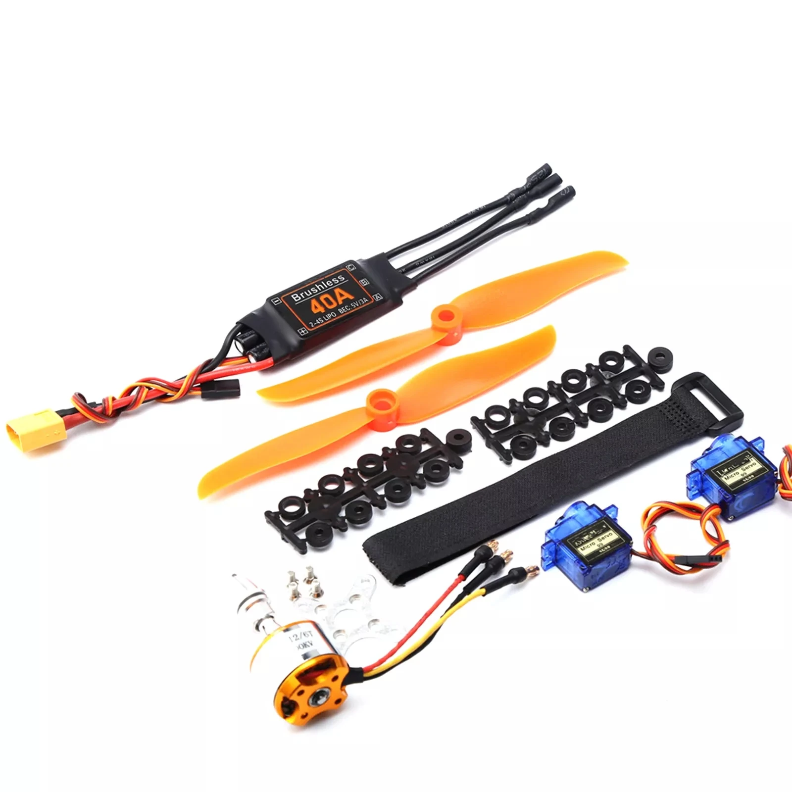 A2212 2200KV Brushless Motor 40A ESC 6035 / 8060 Propeller SG90 9G Micro Servo For RC Fixed Wing Plane Brushless Motor Kit