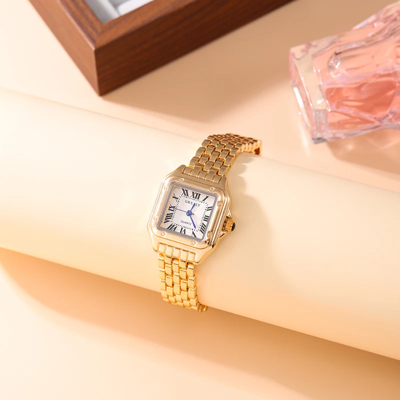 Luxury Women's Quartz Watch Fashion Leisure Diamond Simple Gold Silvery Steel Strip Wristwatch for Ladies Gift Clock