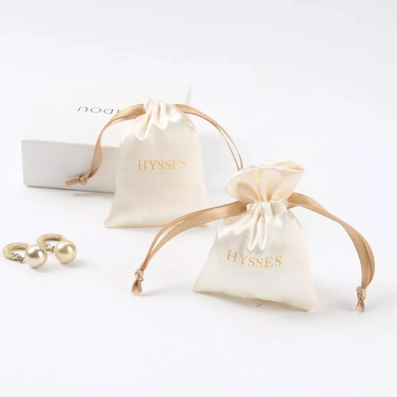 Custom Small Luxury Earring Ring 9x12cm 8x10cm Packaging Drawstring Satin Bag Pouch Jewelry