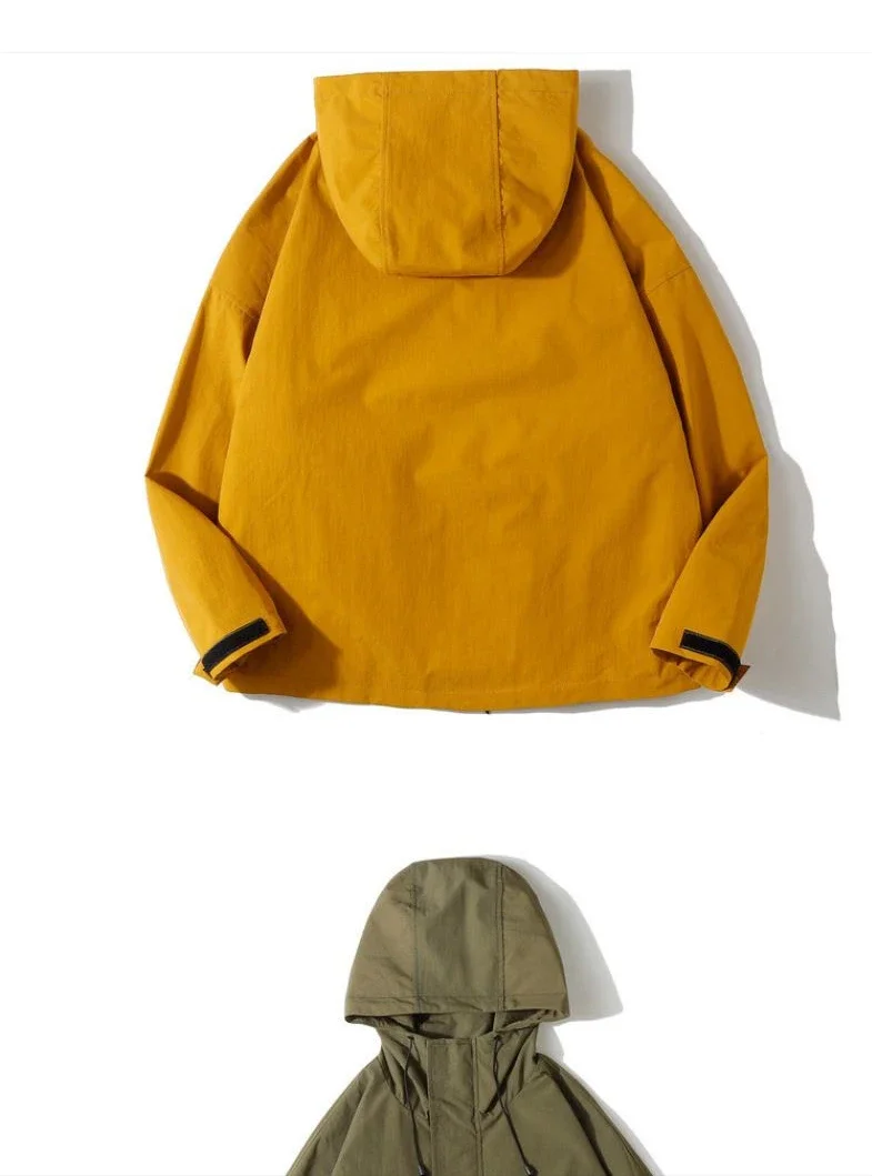 Kapuzen-Cargojacke mit mehreren Taschen, Unisex, im japanischen Harajuku-Stil, lässiger, winddichter Mantel für Frühling und Herbst, Outdoor-Oberteil für Paare. – Detail 6