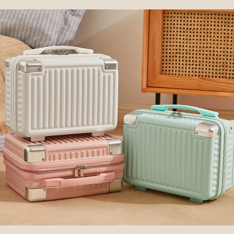 14 inch ABS Multifunctional Women Cosmetic Bag Travel Hand Luggage Suitcase Portable Carrying Makeup Bag Professional Gift Box
