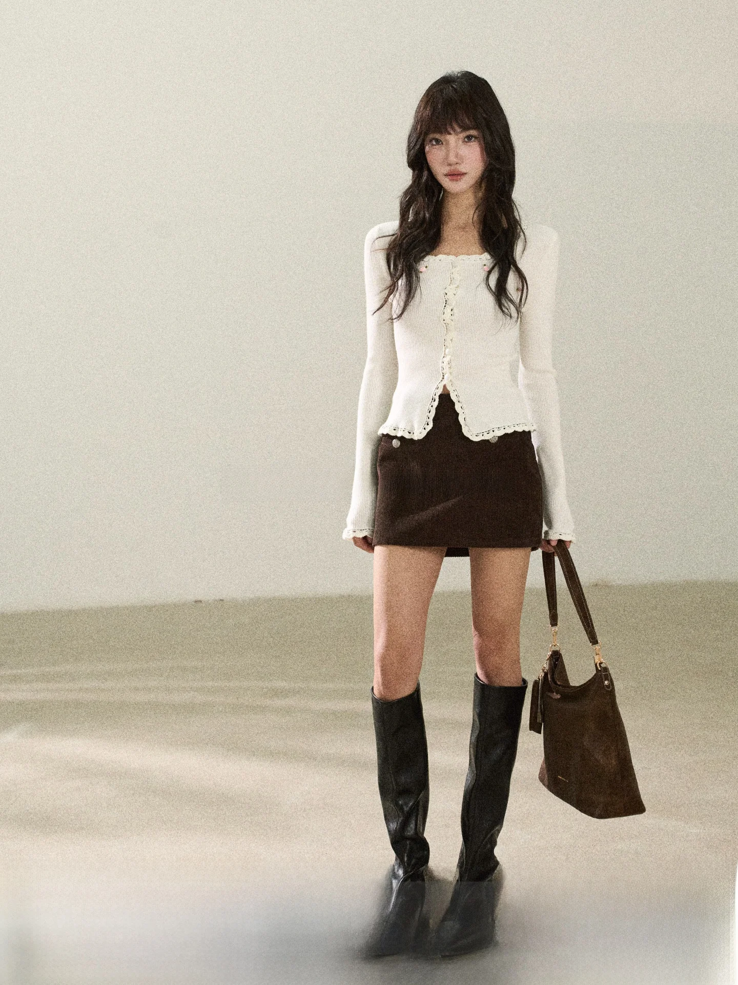 

Flower7 High Waist A-Line Skirt Women's Spring Faion Anti-Light Walking Skirt Korean Sle Static-Free No