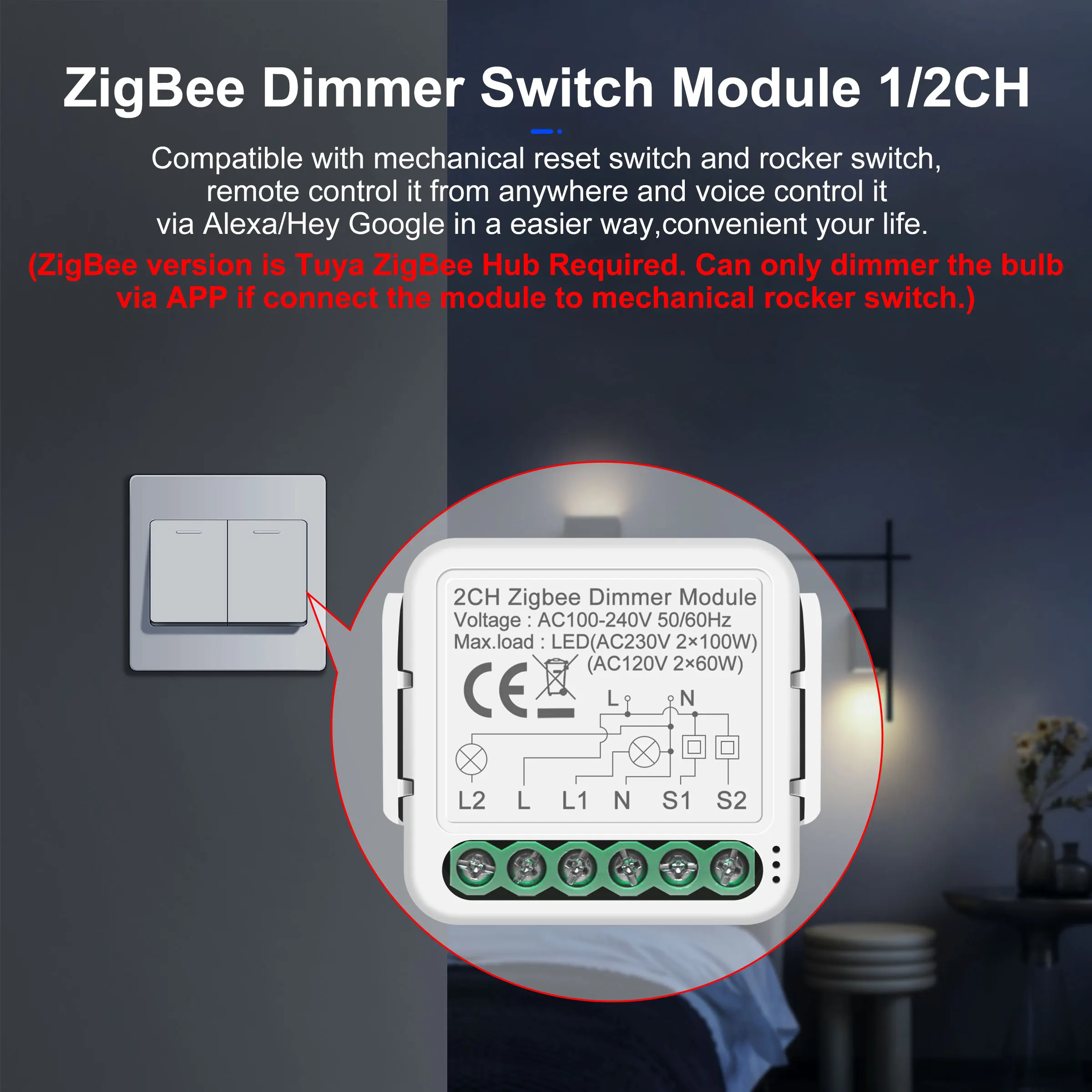 GIRIER Tuya Smart ZigBee Light/Curtain/Dimmer/ Switch Module DIY Smart Home Automation Relay Works with Alexa Hey Google Alice