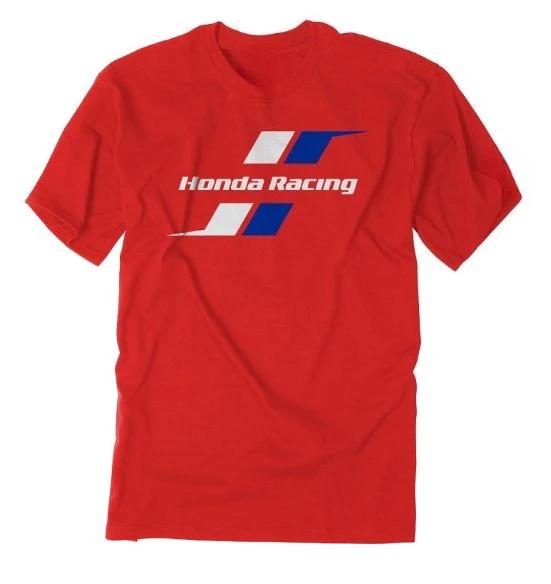 

Мужская футболка на плоской подошве в гоночном стиле Honda Racing, красная летняя повседневная одежда, хлопковая дышащая футболка, лето 2025 г.