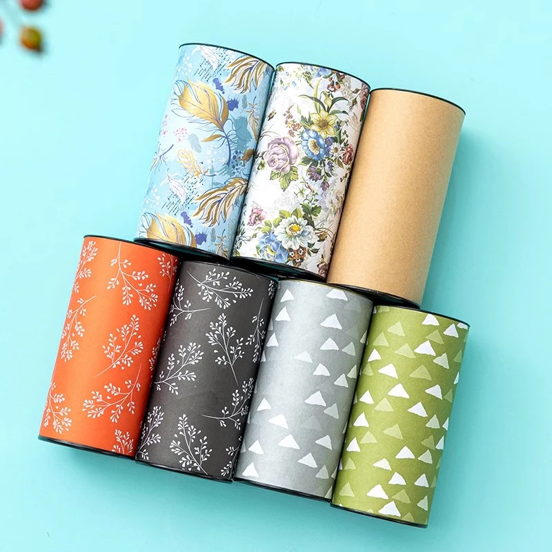 General cardboard tube for tea/coffee packaging gift box empty box red green flower tea paper tube size multi-color optional,