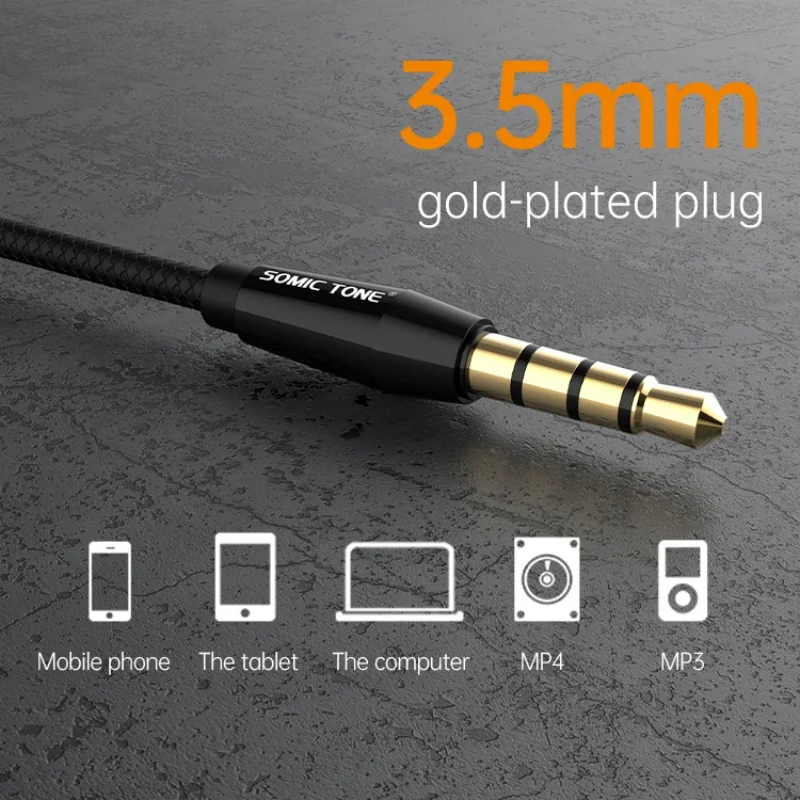 SOMIC TONE 3.5 مللي متر جاك السلكية سماعة سماعات الموسيقى HiFi ضياع الصوت في الأذن سماعة مع HD هيئة التصنيع العسكري سماعات الأذن للهاتف الكمبيوتر #2