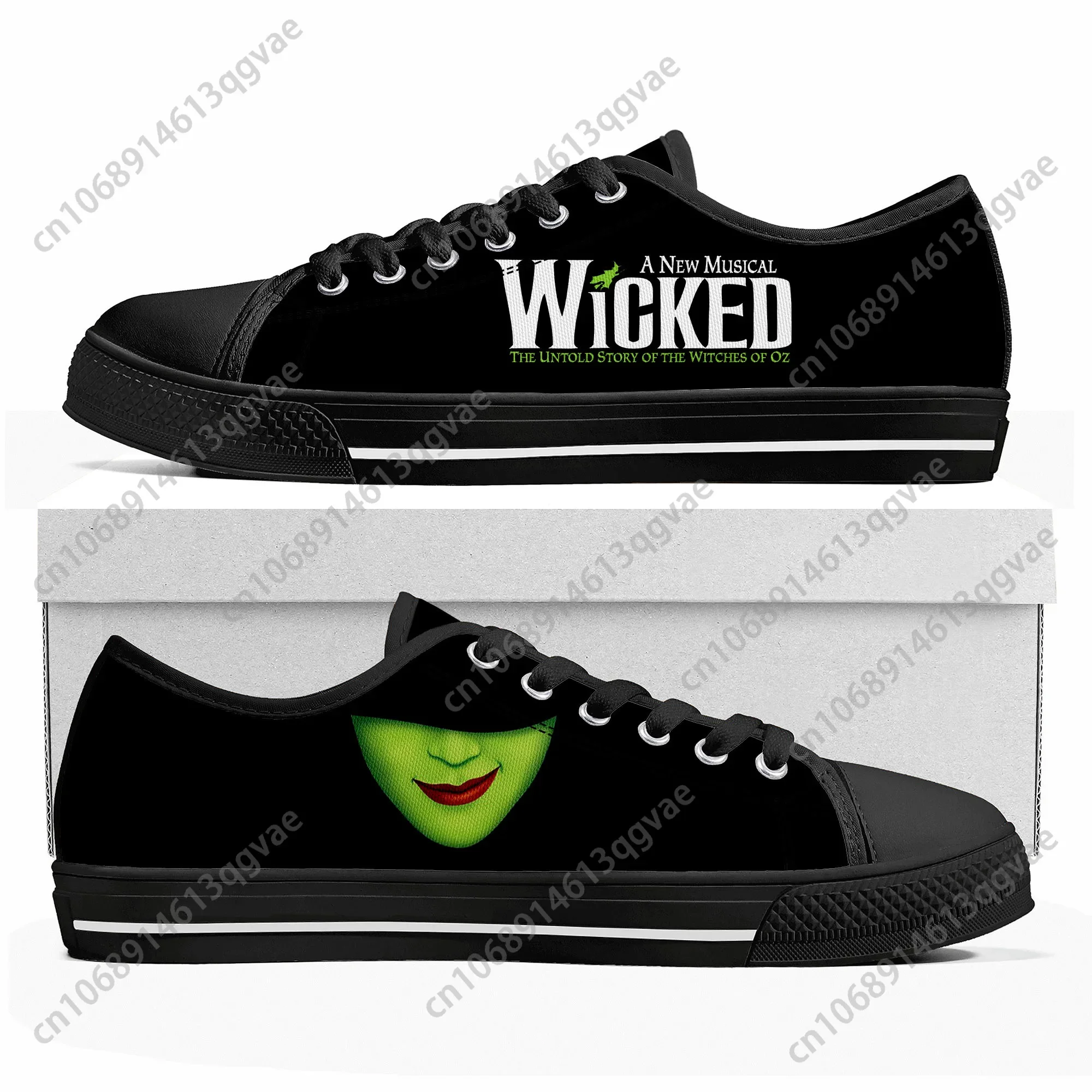 WICKED He Musical Elphaba The Wicked Witch of the West Low Top Sneakers Mens Womens Teenager Canvas Sneaker Custom Made Shoes