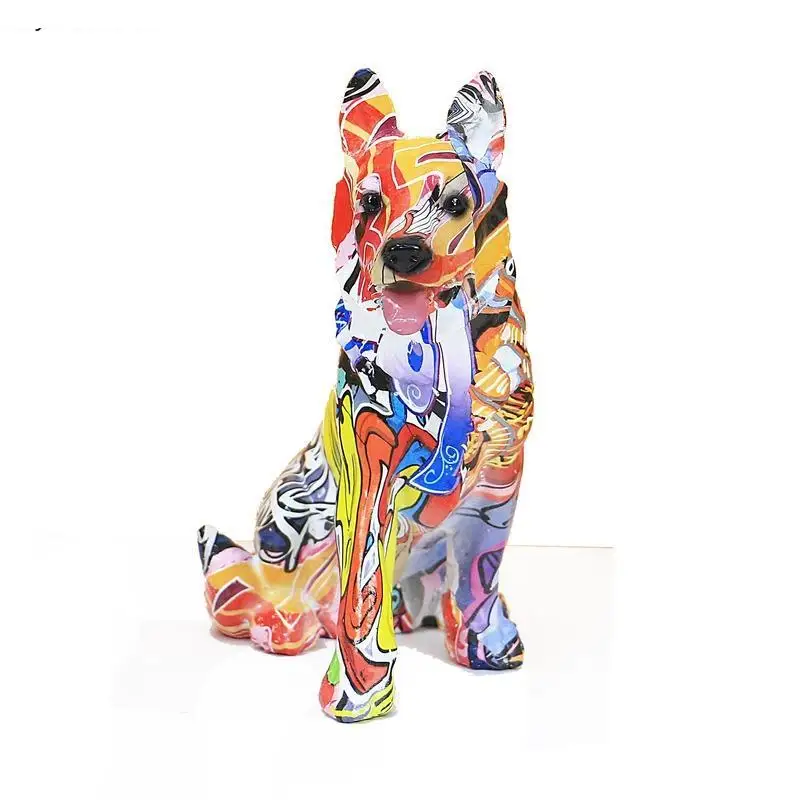 Imagem -05 - Estátua Padrão Colorido do Cão Dachshund Artesanato Resina Escultura Animal Home Desktop Acessórios