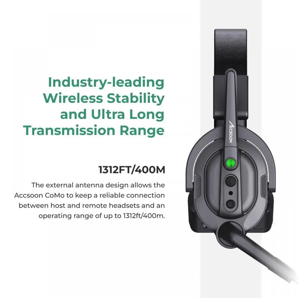 Accsoon CoMo Wireless headset Intercom System 400m Range Noise Reduction Intercom Headset for 9 Users Shooting TV Film Teamwork