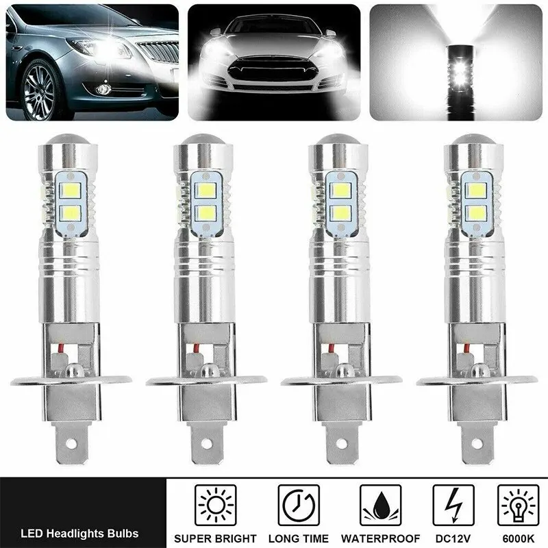 H1 LED Auto Headlight Bulbs 1800LM 6000K White Super Bright Car Headlights