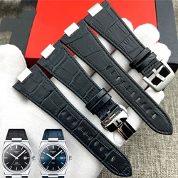 Genuine Leather Watchband for Tissot 1853 PRX series Strap Belt T137.407 T137.410 Convex End Men's Bracelet Wrist Strap Bracelet