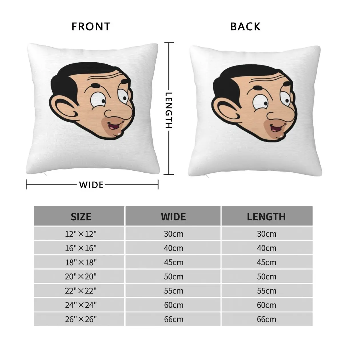 Mr Bean Square Pillowcase Pillow Cover Cushion Decor Comfort Throw Pillow for Home Sofa