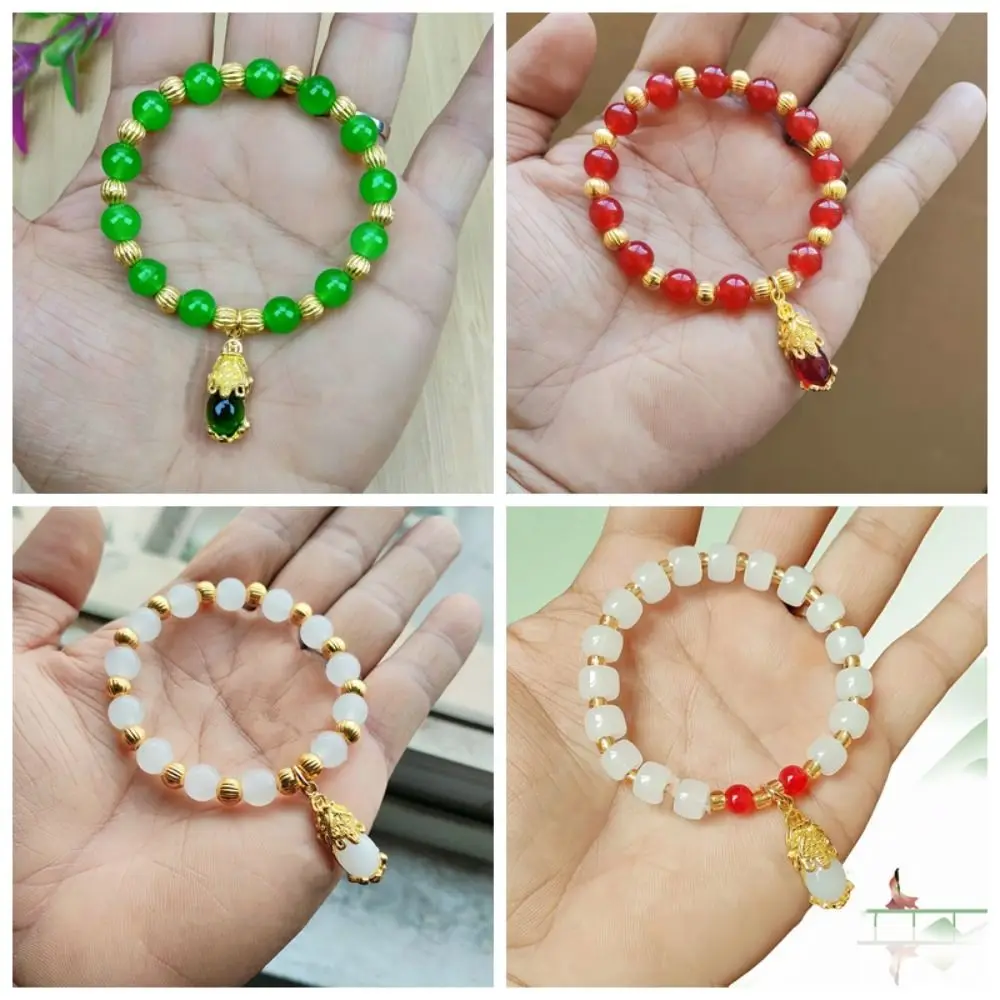 

Vintage Imitation Marble Stone Bracelet Chinese Style Delicate Pixiu Pendant Bracelet Hand Jewelry Lucky Beaded Bangles Gifts