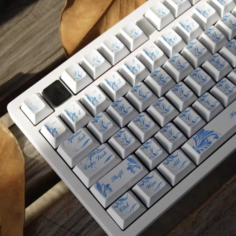 

Blue and White Porcelain Keycaps Zinc Alloy Cherry Profile Artisan Keycaps Chinese Wooting Key Caps Keyboard 60/61/65/68/75/80%