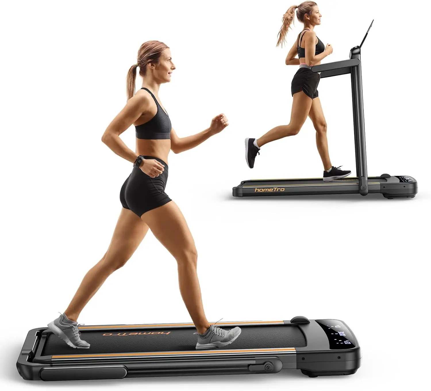 Compact Treadmill,2 in 1 Walking Pad & Jogging Machine for Home/Office,Dual LED Touch Screens Folding Under Desk