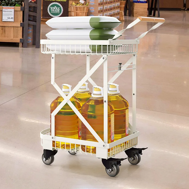 

Outdoor Camping Portable Barrow Household Double-layer Folding Shopping Cart