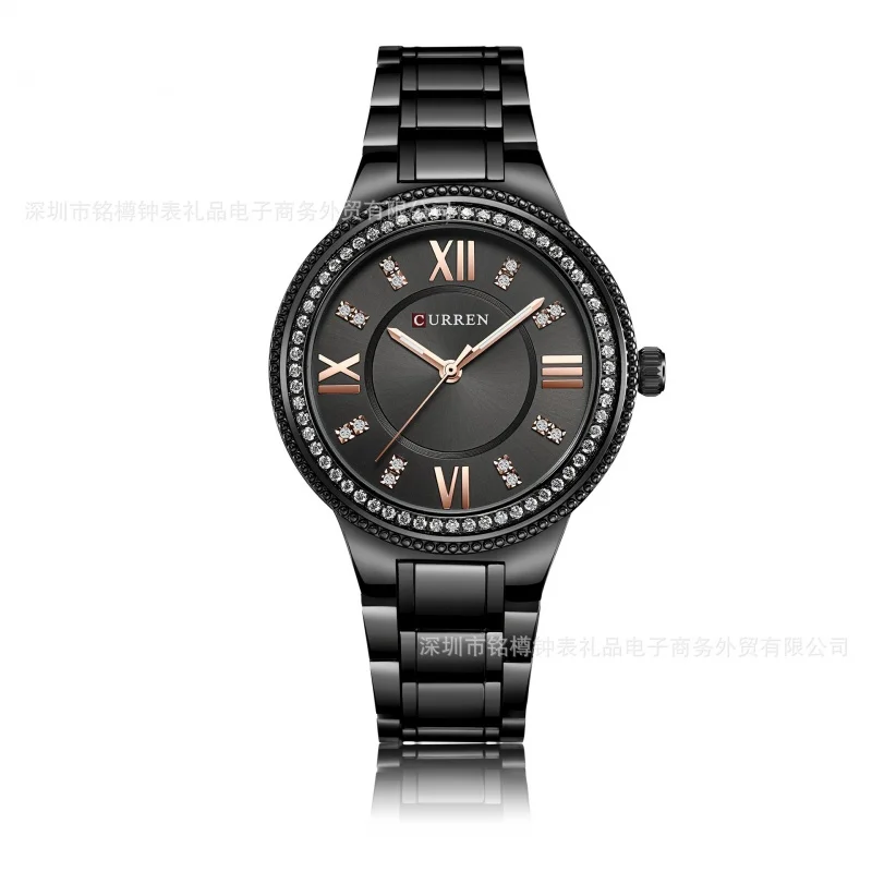 Curren Women's 9004 Quartz Watch Fashionable Waterproof Women's Watch Diamond Steel Watch