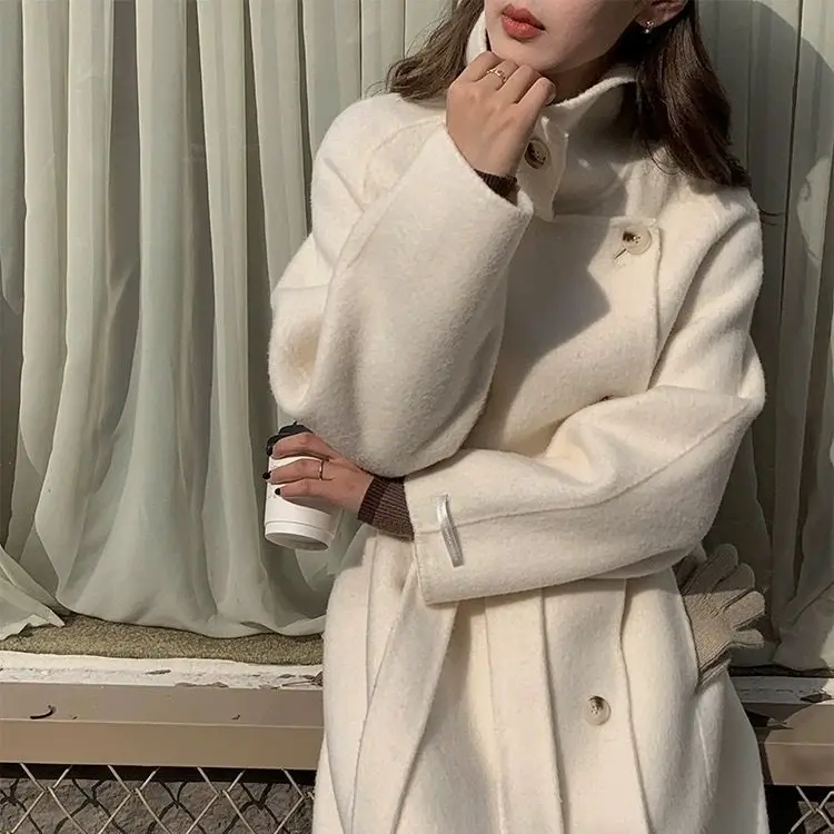 

Высококачественное двустороннее шерстяное пальто, женское бархатное пальто средней длины, корейское свободное пальто, 00% двустороннее пальто-камерер