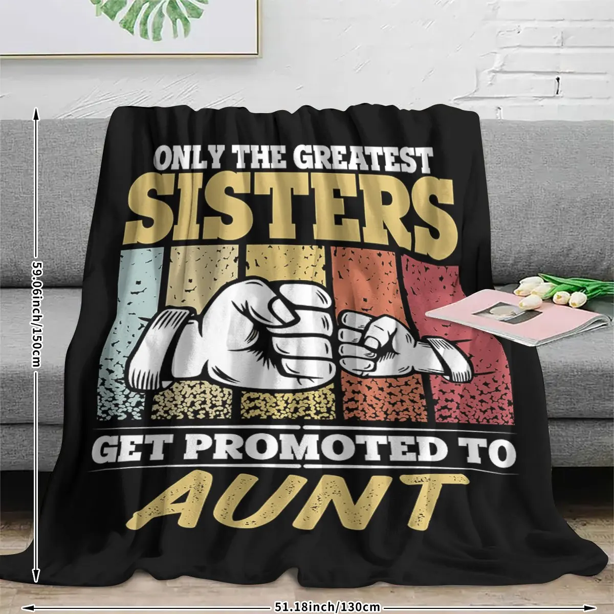 Sister friendship pattern Flannel printed blanket suitable for all seasons suitable for living room office sofa and travel