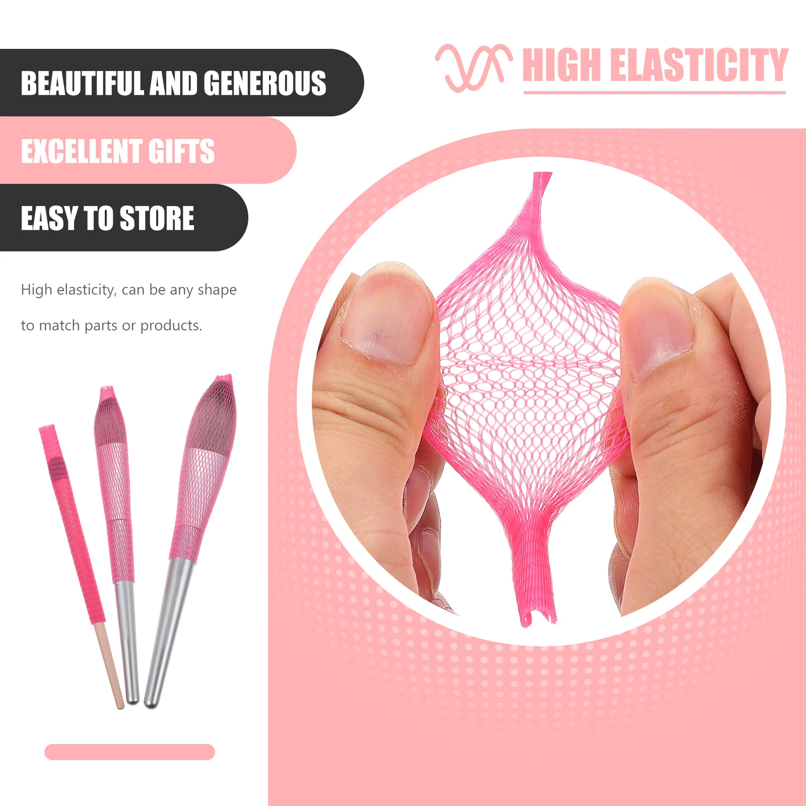 

150pcs Bristle Protective Cover Makeup Brush Mesh Case Storage Travel Reusable Eco Friendly High Elasticity Strong