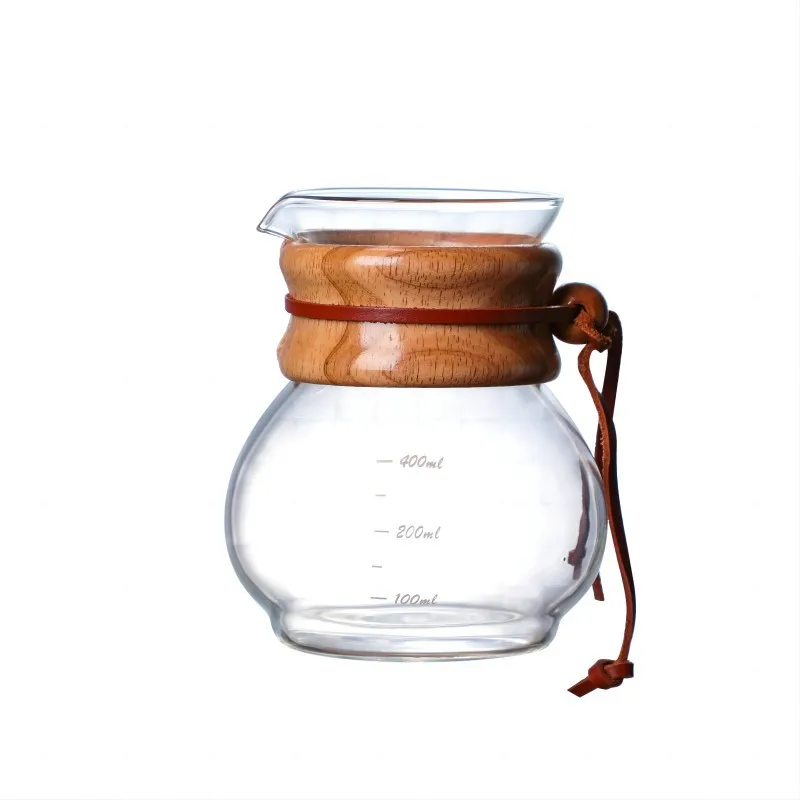 2PCS Glass Coffee Server Pot With Scale Cold Brew Iced Drip Lower Pot Household Transparent Measuring Beverage Vessel