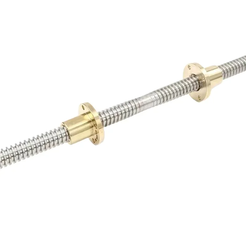 T14 Lead Screw right-left 304 stainless steel length100-1000mm OD14mm Lead 3mm with Nuts Brass H Flange Nut for 3D Printer part