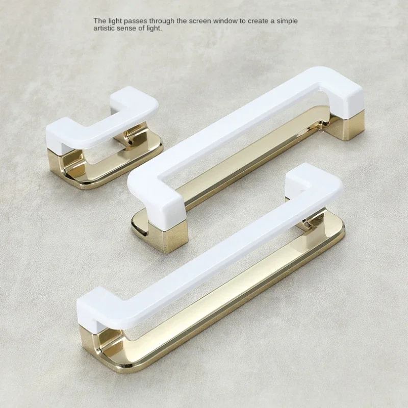 Luxury Gold+White/Black Kitchen Cabinet Door Handles Zinc Alloy Wardrobe Drawer Knobs Solid Embedded Furniture Decor Hardware