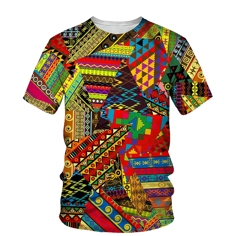 African Danshiki T-Shirts Folk Customs Patchwork 3D Print Streetwear Boys  girls Fashion Oversized T Shirt Kids Tees Tops