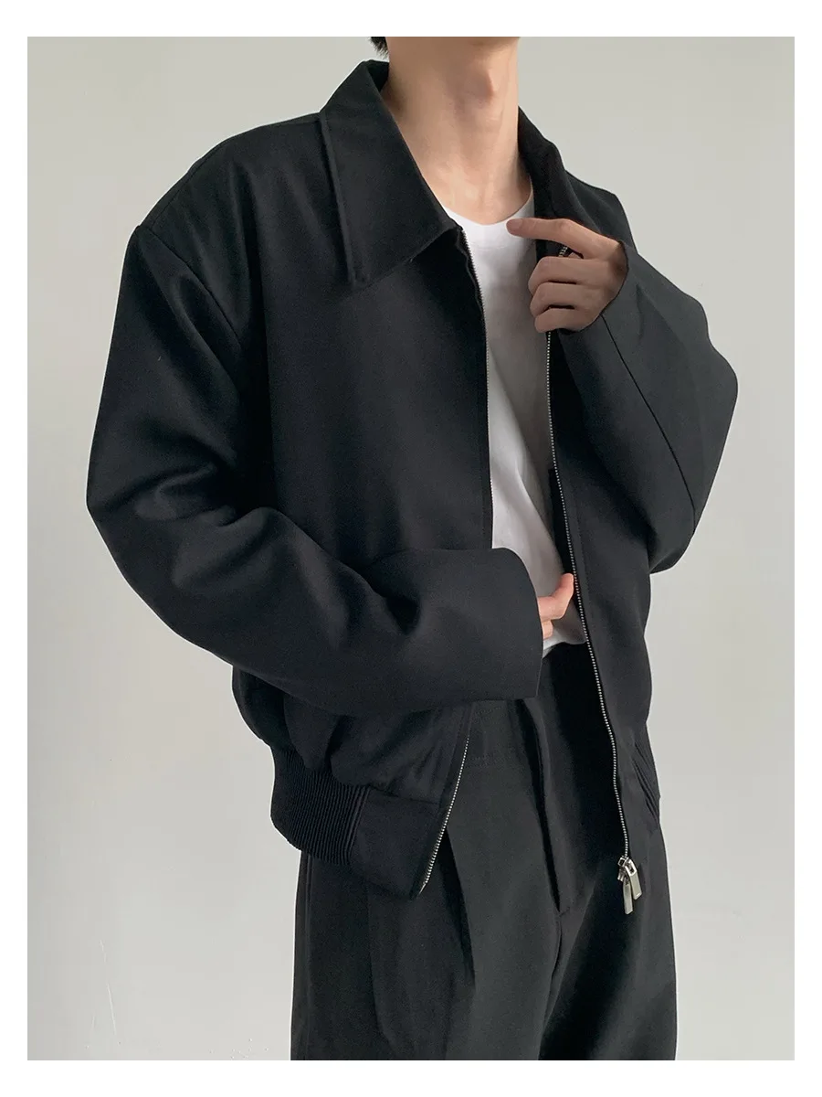 

TRSYPHXM 2024 autumn and winter new high-end jacket with shoulder pads, loose solid color lapel, black short jacket