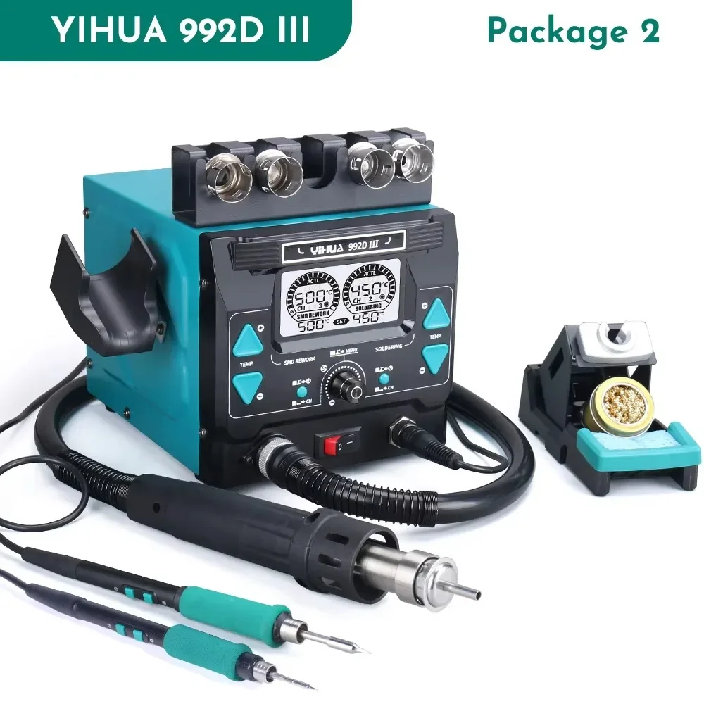 TLF YIHUA992D-III 1000W High Power Rework Soldering Iron Kit With C245 C210 Compatible 2 in 1 Precision Soldering Station