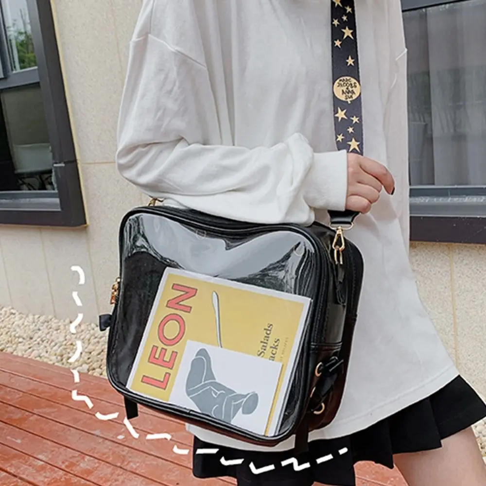 Casual Candy Color Transparent Backpack Large Capacity Korean Style Dual Purpose Bag Square Crossbody Fashion Jelly Bag Girls