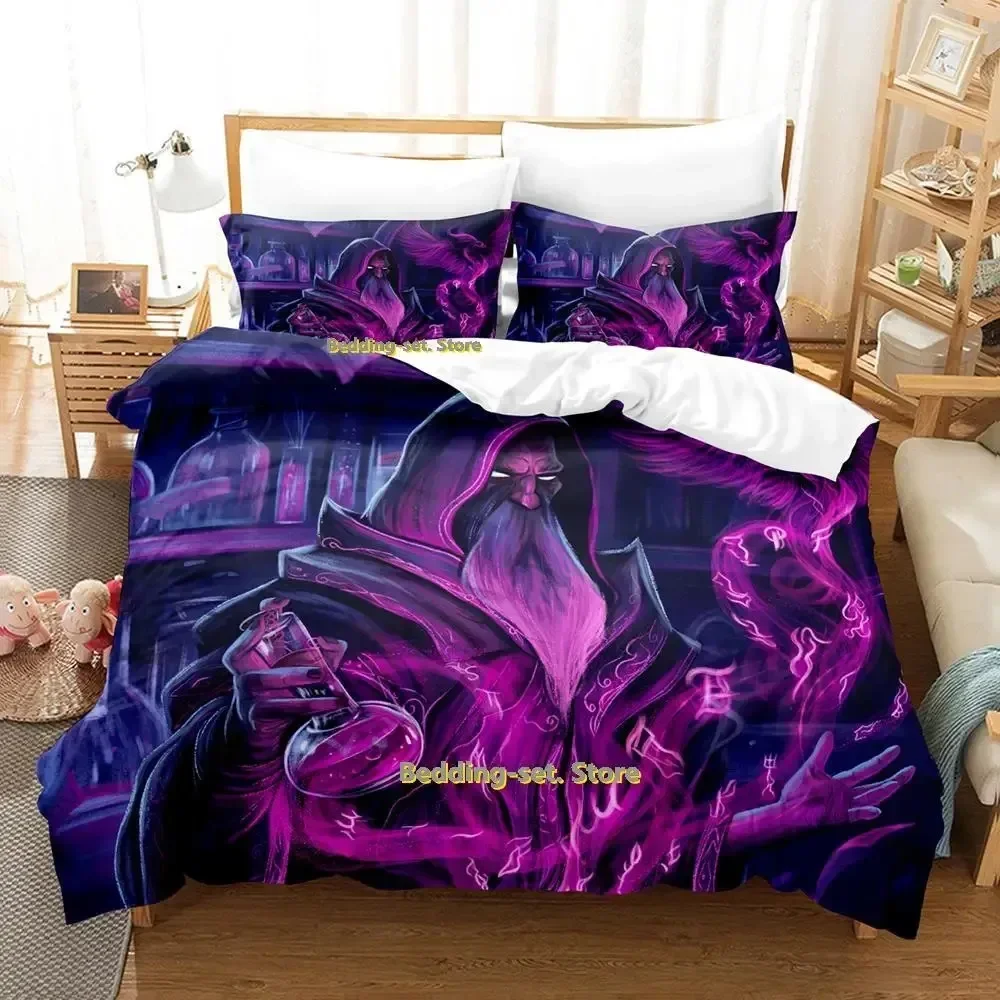 

Hip Hop Game Wizard Bedding Set Cartoon Anime three-piece set Adult Kid Bedroom Duvetcover Sets 3D Kawaii Wizard lit enfant