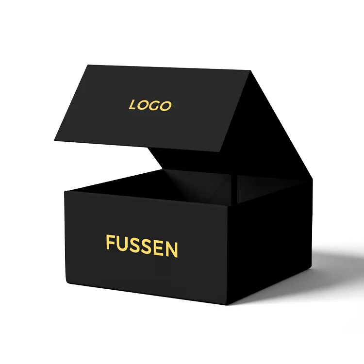 Custom logo print black packaging paper cardboard storage box magnetic gift packaging boxes for small business