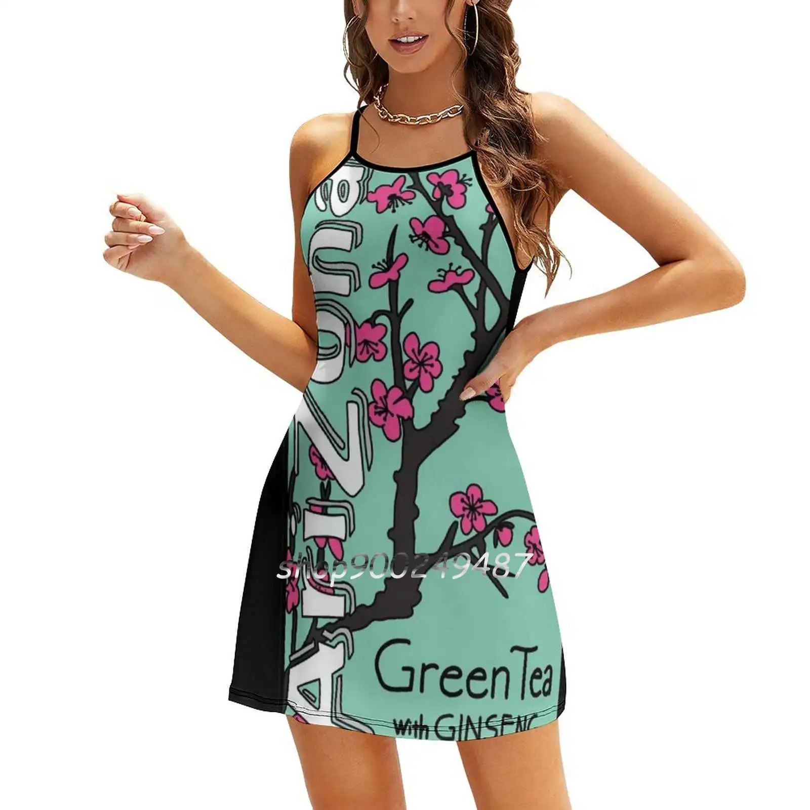 Vestido acampanado de té verde de Arizona Vestido estampado de varios estilos Vestido de manga corta y larga Té verde de Arizona Té helado