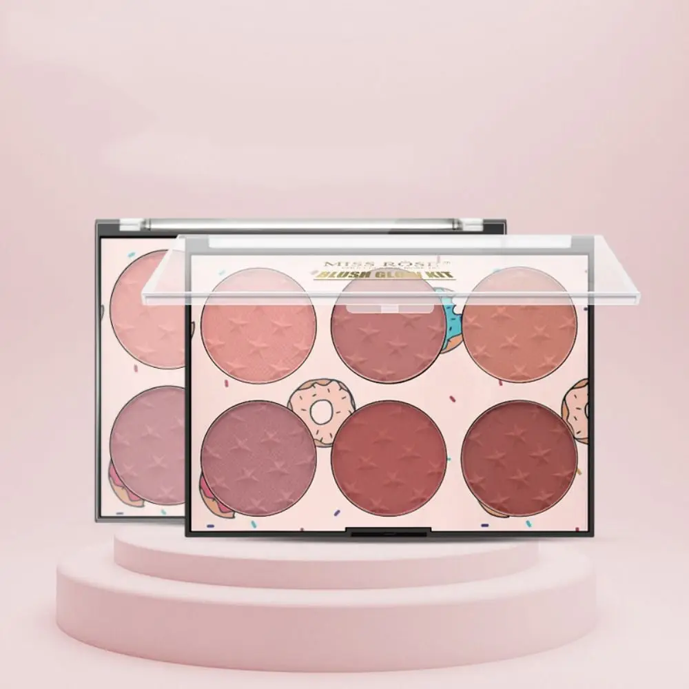 Moda à prova d'água pó blush efeito iluminador 6 cores fosco blush paleta de blush misturável de longa duração maquiagem facial