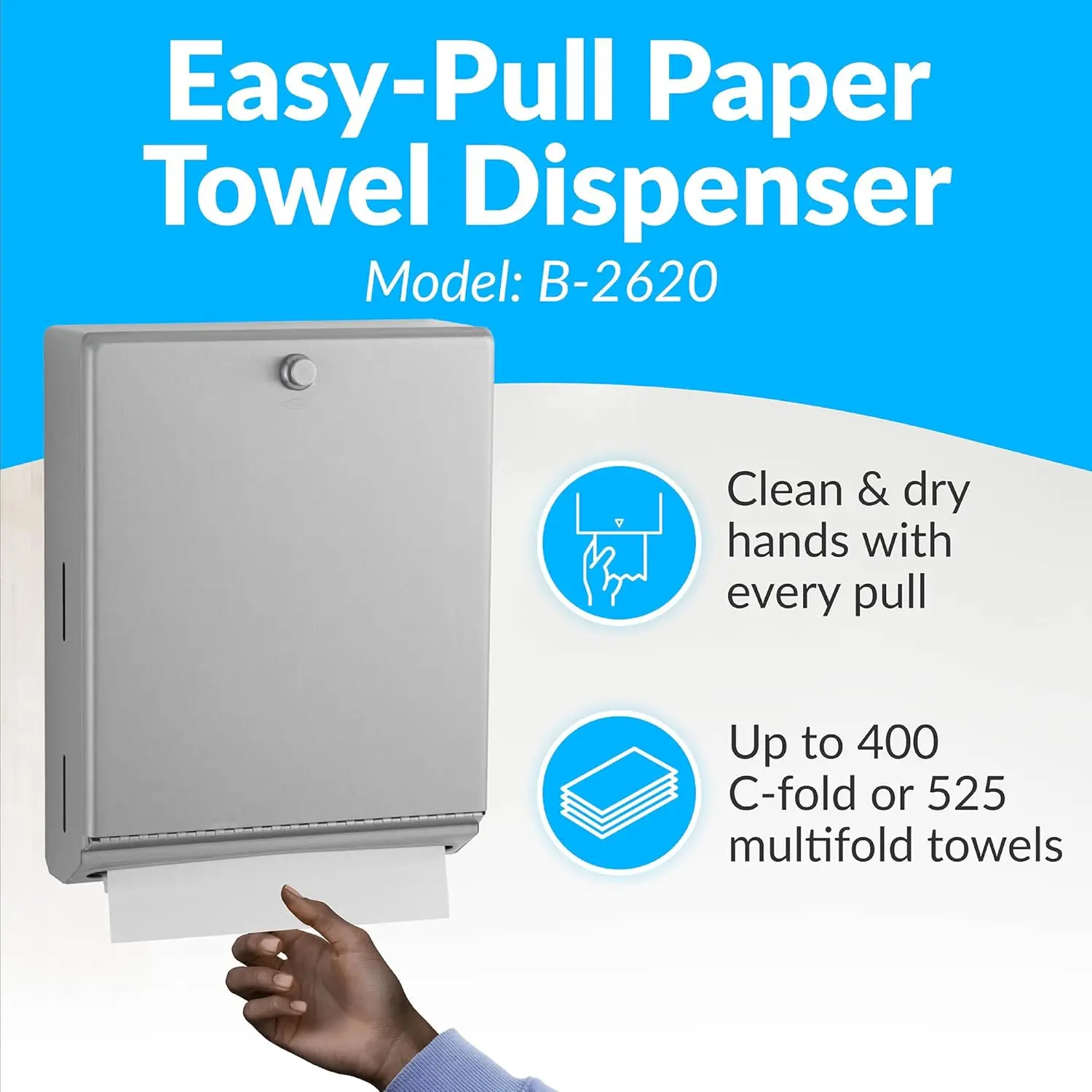 Коммерческий диспенсер для бумажных полотенец из нержавеющей стали большой емкости для C-Fold или многослойных полотенец