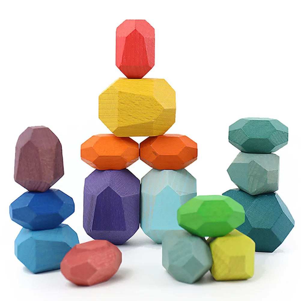 16 ชิ้น ชุดบล็อกไม้ซ้อนกัน ของเล่นเสริมพัฒนาการเด็กเล็ก ฝึกสมดุล เสริมสร้างการเรียนรู้และความคิดสร้างสรรค์