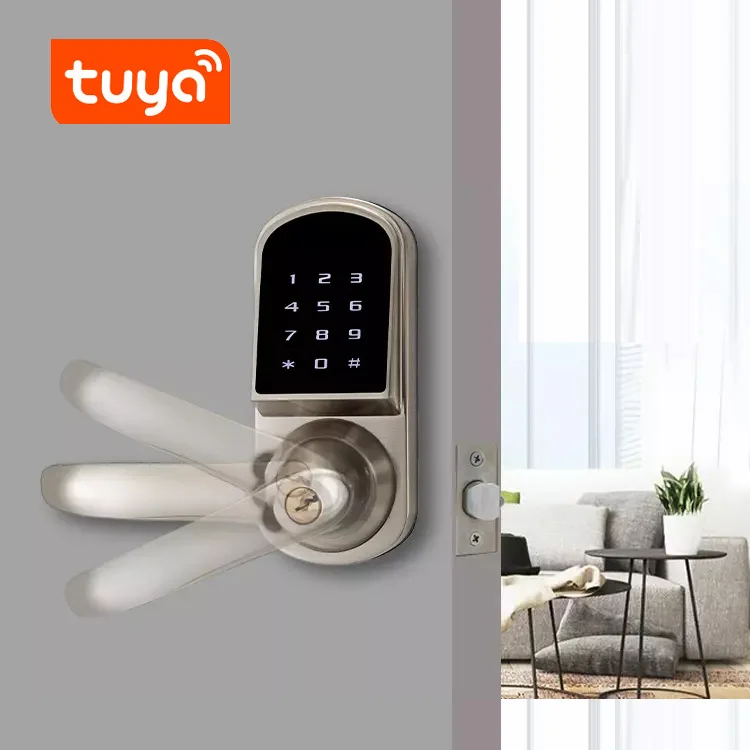 

903HOT TUYA Smart Security WIFI Electronic Door Lock Zinc Alloy Digital Card Key for Wood Aluminum Door Intelligente TUYA Smart