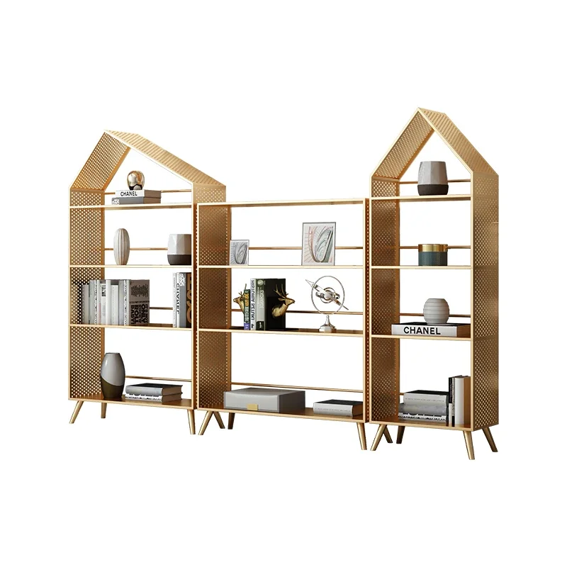 

Nordic wrought iron shelf light luxury living room children's bookshelf Internet celebrity cosmetics storage display rack decora