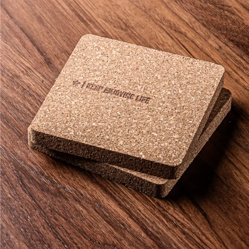 

Square European cork cup pad anti scalding simple thickened tea pad anti slip heat insulation pad coffee cup pad