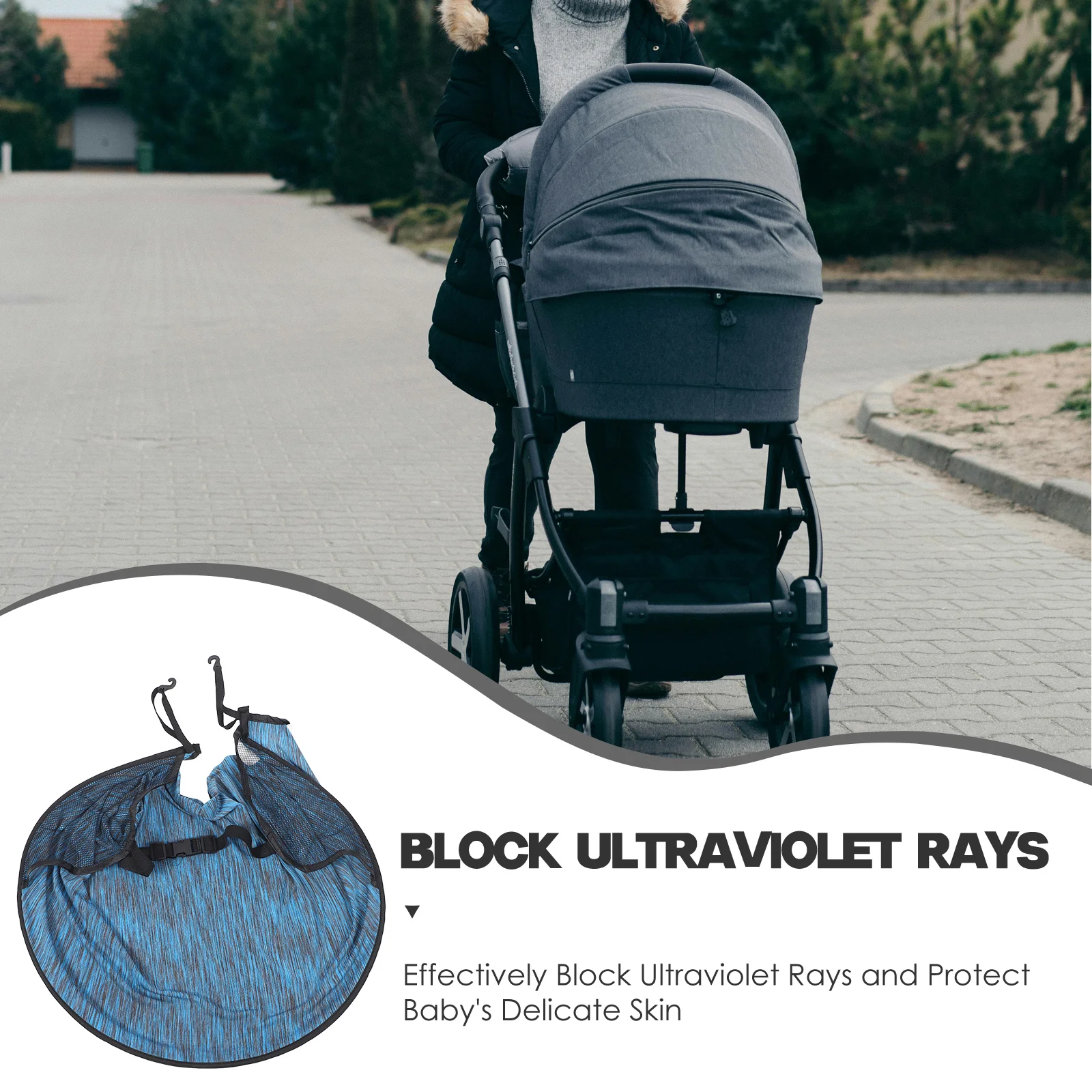 Cubierta parasol para cochecito, dosel ligero con protección UV para cochecito, tamaño de tela pequeño, antipolvo, portátil, plegable, de viaje para bebé