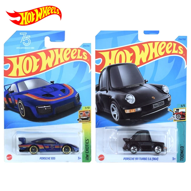 Original Hot Wheels Car Porsche 935 911 Turbo 3.6 964 Boys Toys for Kids Model Carro 1/64 Diecast 75 Anniversary Edition Juguete