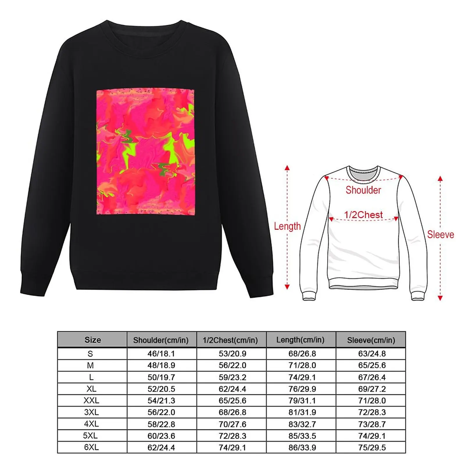 Pattern abstract neon colors, pink, yellow, green Pullover Hoodie mens clothing sweatshirt