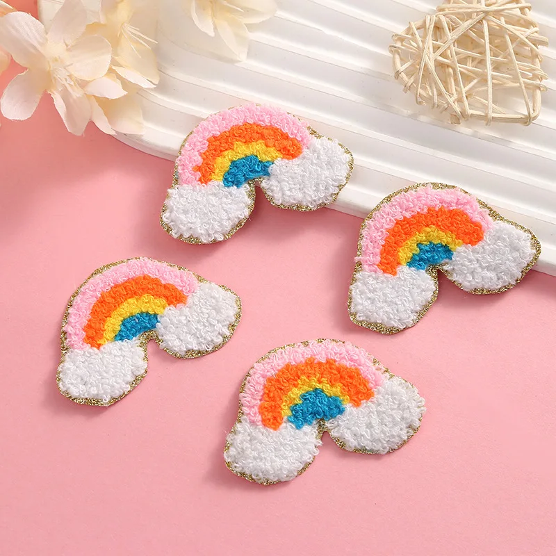 4 pieces Rainbow Bright color Embroidered Patches Chenile Rainbow