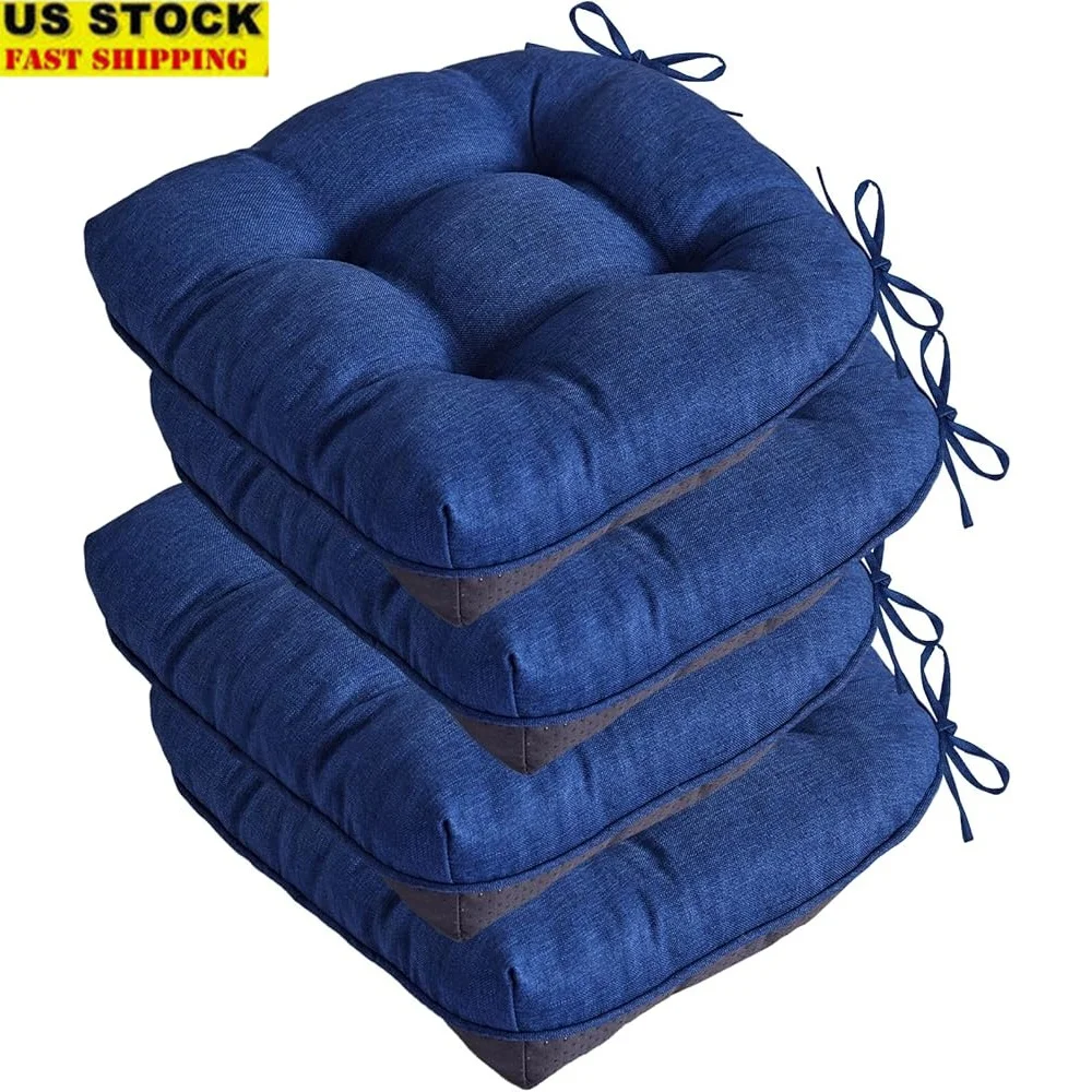 

Tufted Foam Seat Cushions Set of 4 Non Slip Chair Pads Dining Kitchen Chairs Indoor Use with Ties